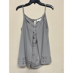 Olive & Oak Gray Tank Top Medium Sleeveless Layered Cutout Hem Blouse Feminine